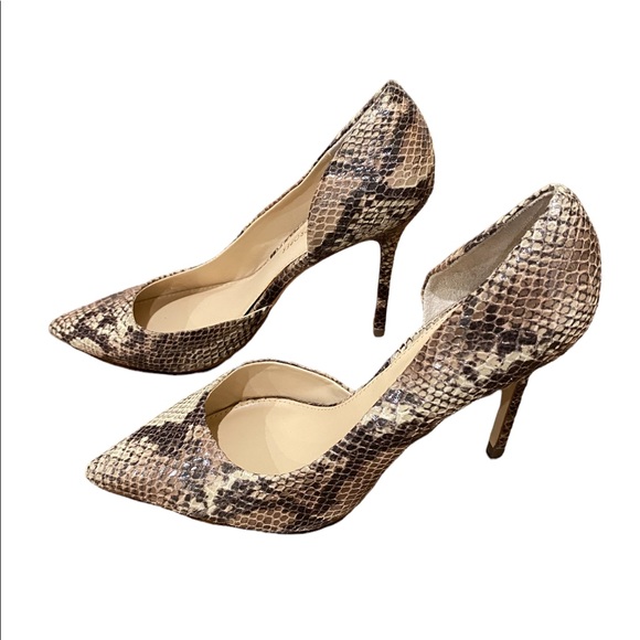 Boston Proper Viennese D’Orsay Faux Snakeskin Heels Stiletto Size 7.5 - Picture 1 of 8